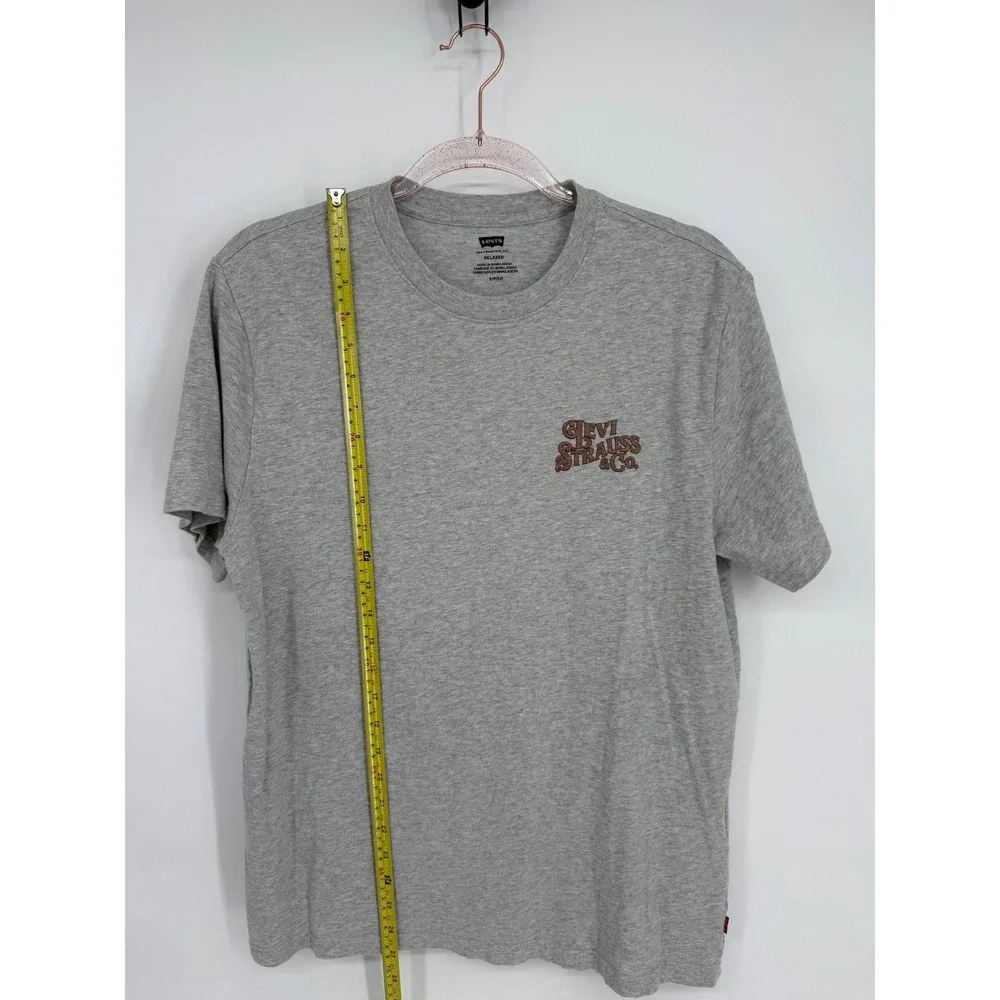 Levis Mens Relaxed Fit T-Shirt‎ Heather Grey Short Sleeve Chest Logo Sz S